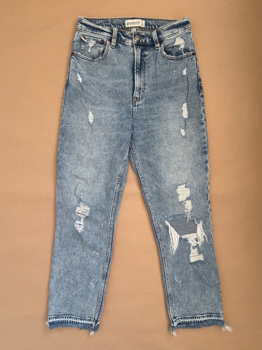 Abercrombie Curve Love Ankle Straight High Rise Jeans Size 27 Light Wash Denim